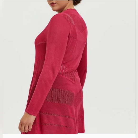 TORRID Fuchsia Pink Pointelle Open Cardigan Size 00 - Picture 4 of 14
